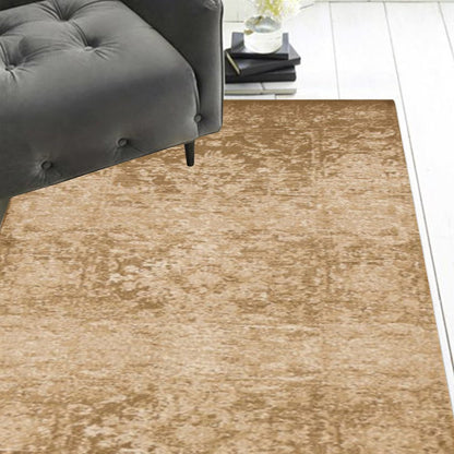 7' X 10' Beige And Tan Floral Medallion Area Rug