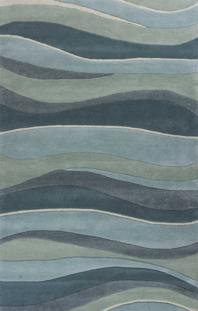 8' Blue Gray And Ivory Wool Hand Tufted Runner Rug