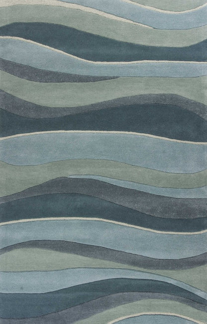8' Blue Gray And Ivory Wool Hand Tufted Runner Rug