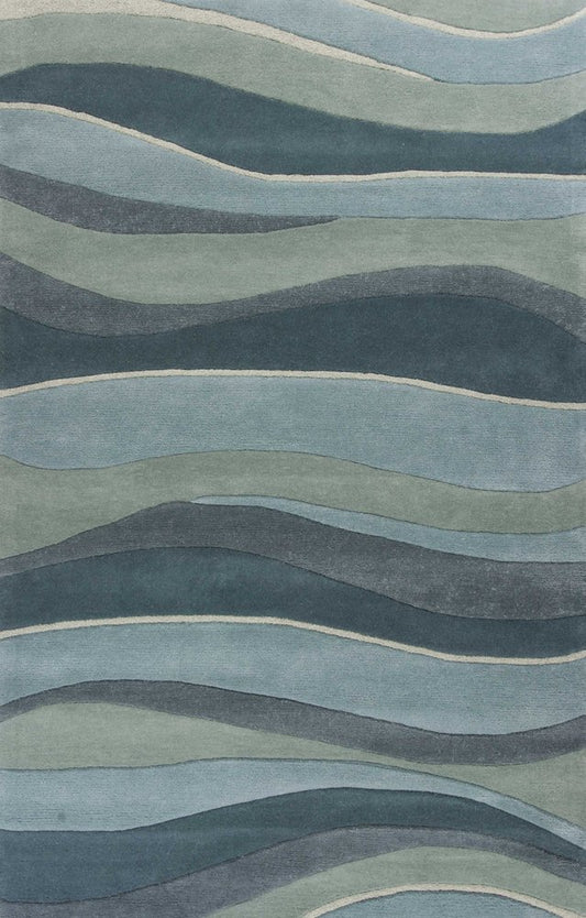 8' Blue Gray And Ivory Wool Hand Tufted Runner Rug