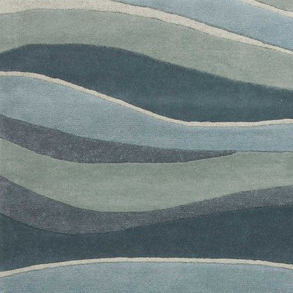 8' Blue Gray And Ivory Wool Hand Tufted Runner Rug