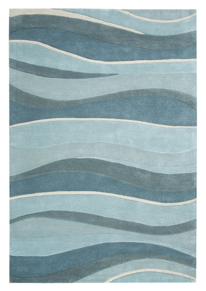 8' Blue Gray And Ivory Wool Hand Tufted Runner Rug