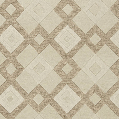2' X 4' Ivory And Brown Wool Geometric Hand Tufted Area Rug