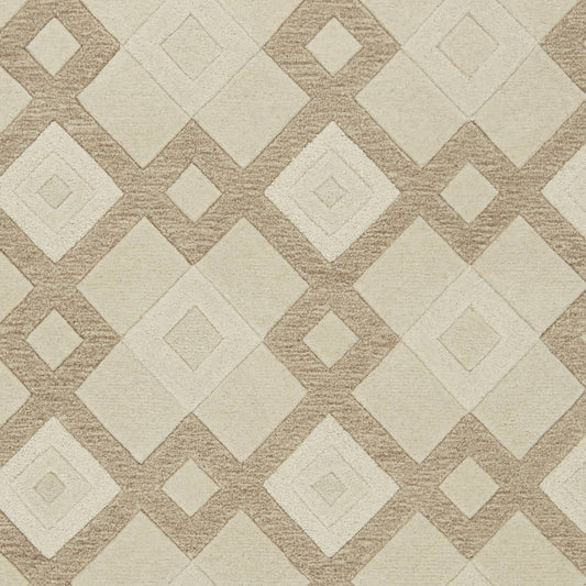 2' X 4' Ivory And Brown Wool Geometric Hand Tufted Area Rug