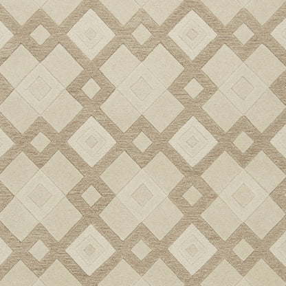 2' X 7' Ivory Diamond Tiles Wool Runner Rug