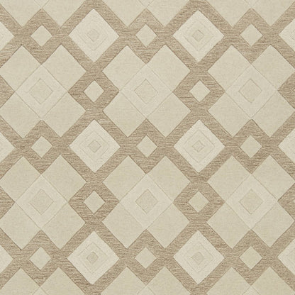 2' X 4' Ivory And Brown Wool Geometric Hand Tufted Area Rug