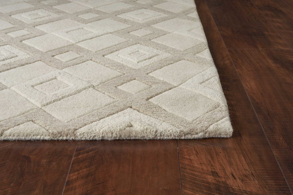 7' Ivory And Brown Wool Geometric Hand Tufted Runner Rug