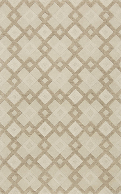 2' X 4' Ivory Diamond Wool Area Rug