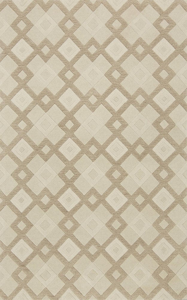2' X 4' Ivory And Brown Wool Geometric Hand Tufted Area Rug