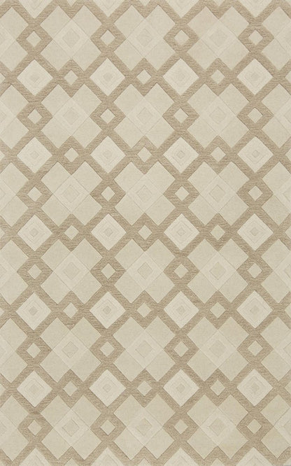 2' X 4' Ivory And Brown Wool Geometric Hand Tufted Area Rug