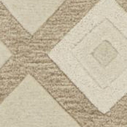 2' X 4' Ivory Diamond Wool Area Rug