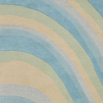 2' X 4' Blue Beige And Green Wool Abstract Hand Tufted Area Rug