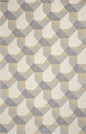2' X 4' Ivory Gray And Cream Wool Geometric Hand Tufted Area Rug