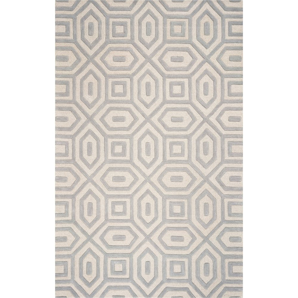 2' X 4' Gray And Ivory Wool Geometric Hand Tufted Area Rug