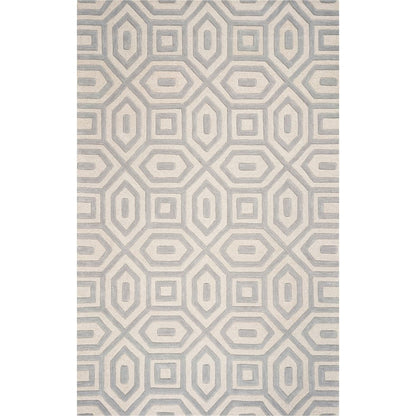 2' X 4' Gray And Ivory Wool Geometric Hand Tufted Area Rug