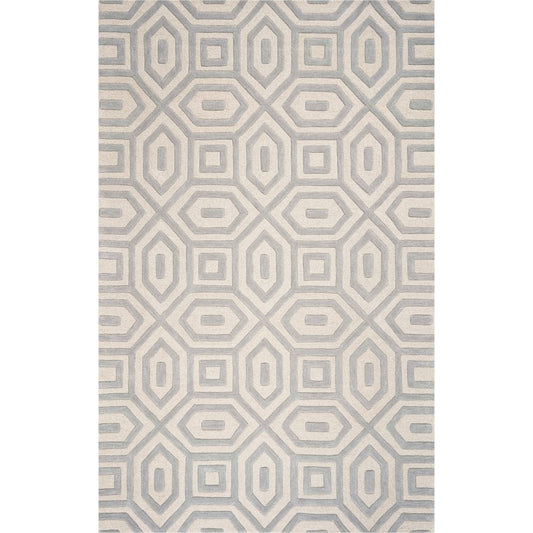 2' X 4' Gray And Ivory Wool Geometric Hand Tufted Area Rug