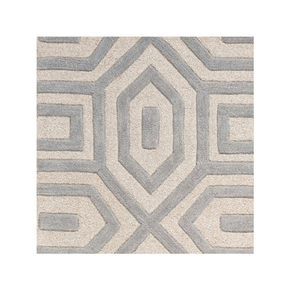 2' X 4' Gray And Ivory Wool Geometric Hand Tufted Area Rug