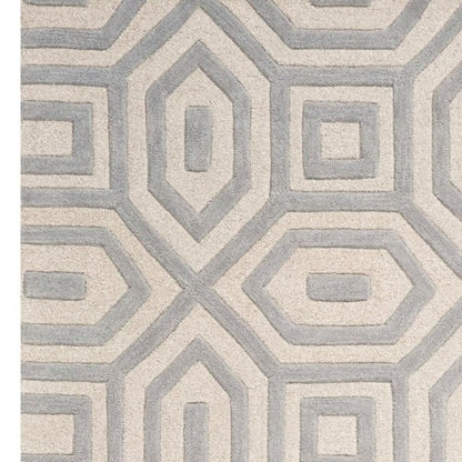 2' X 4' Gray And Ivory Wool Geometric Hand Tufted Area Rug