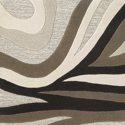2' X 4' Beige Ivory And Black Wool Abstract Hand Tufted Area Rug