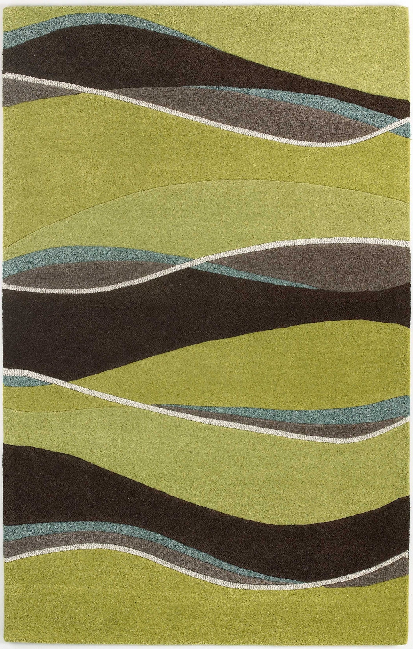 2' X 4' Lime Or Mocha Waves Wool Area Rug