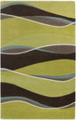 2' X 4' Lime Or Mocha Waves Wool Area Rug