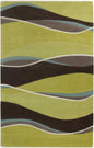 2' X 4' Lime Green Brown And Blue Wool Abstract Hand Tufted Area Rug