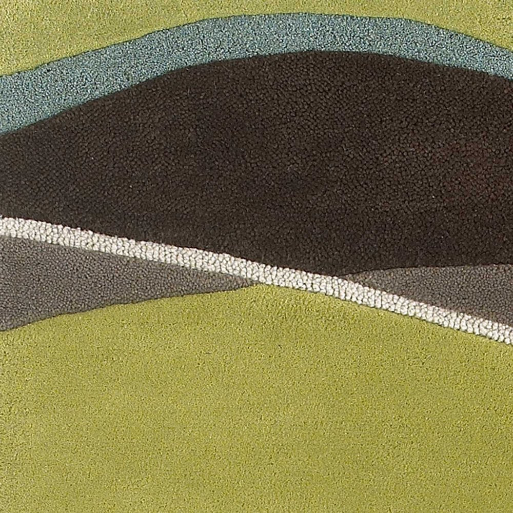 2' X 4' Lime Green Brown And Blue Wool Abstract Hand Tufted Area Rug