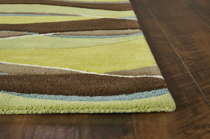 2' X 4' Lime Or Mocha Waves Wool Area Rug