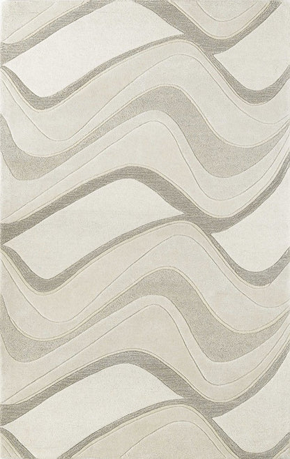 2' X 4' Ivory And Gray Wool Abstract Hand Tufted Area Rug
