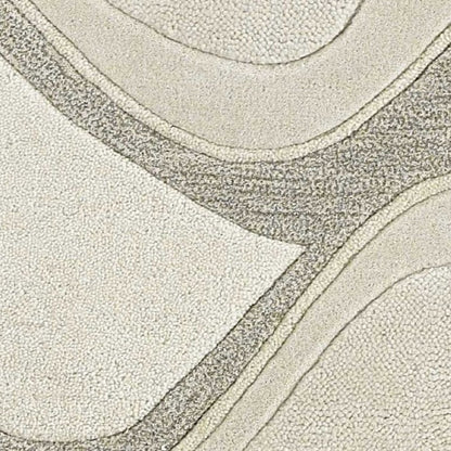 2' X 4' Ivory And Gray Wool Abstract Hand Tufted Area Rug