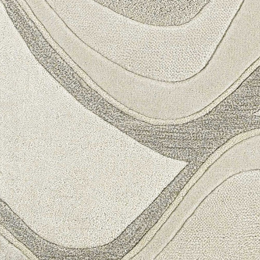 2' X 4' Ivory And Gray Wool Abstract Hand Tufted Area Rug