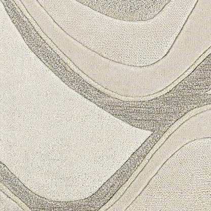 2' X 4' Ivory And Gray Wool Abstract Hand Tufted Area Rug
