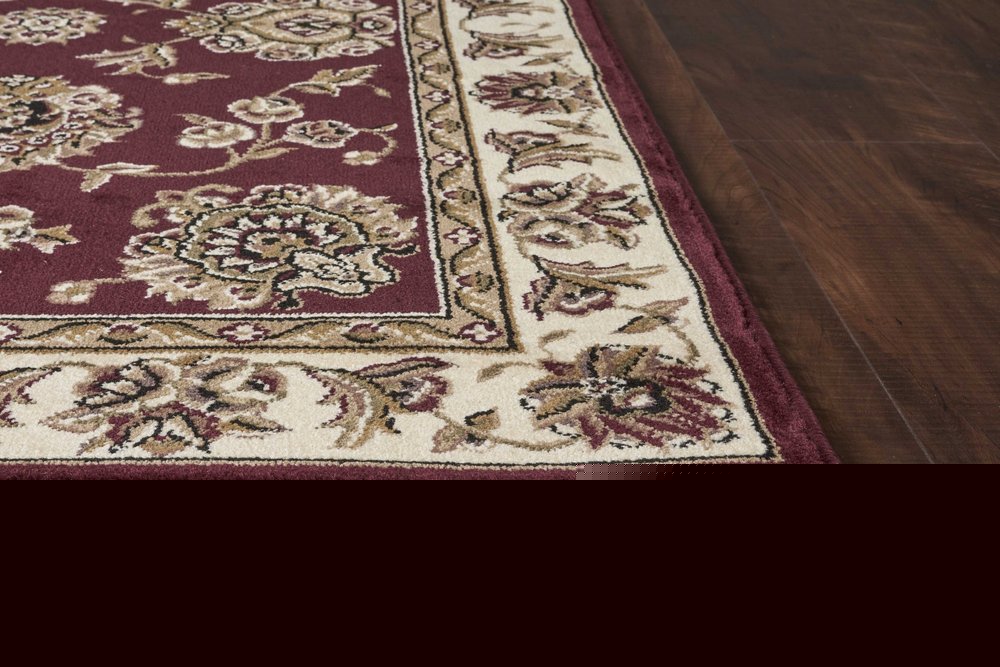 8' Red And Ivory Floral Medallion Runner Rug