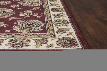 8' Red And Ivory Floral Medallion Runner Rug