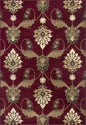 8' Red Beige And Brown Floral Vines Runner Rug