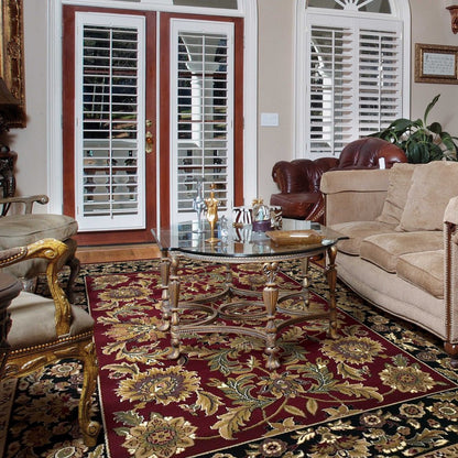 3' X 5' Red And Black Floral Medallion Area Rug