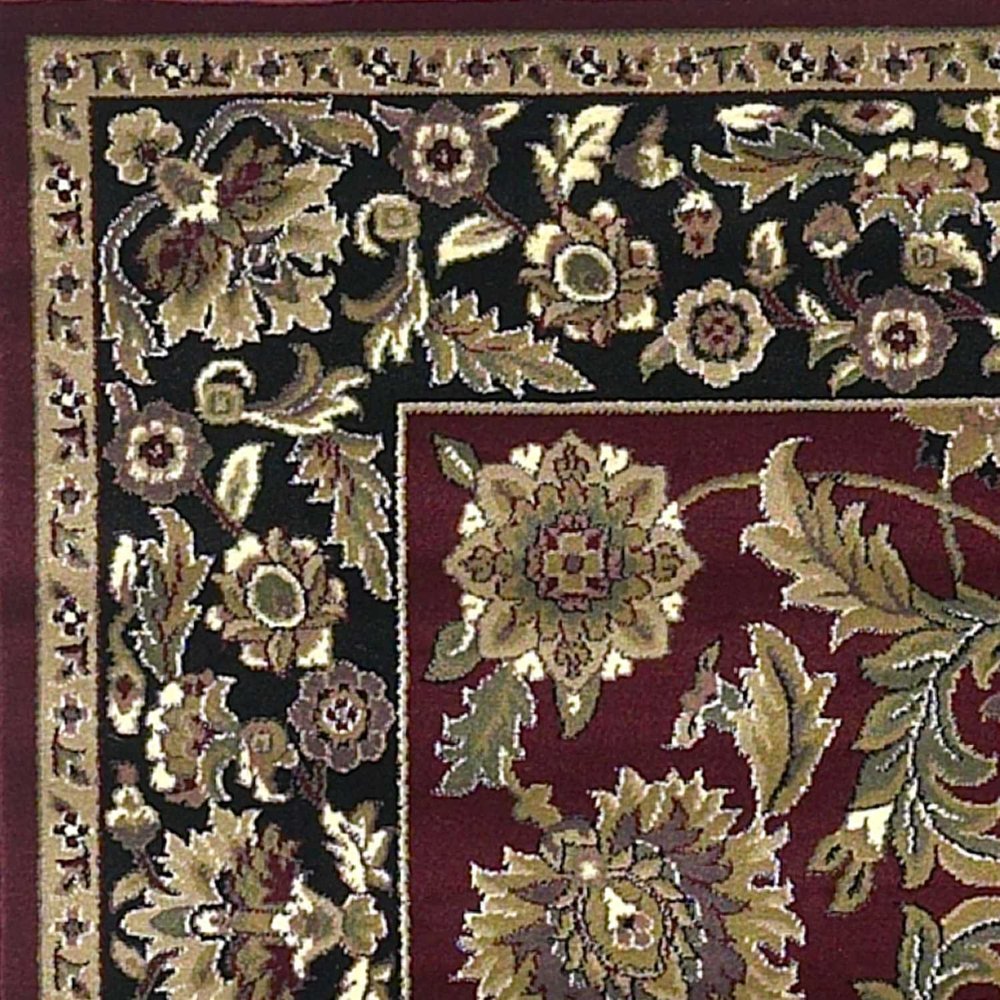 3' X 5' Red And Black Floral Medallion Area Rug