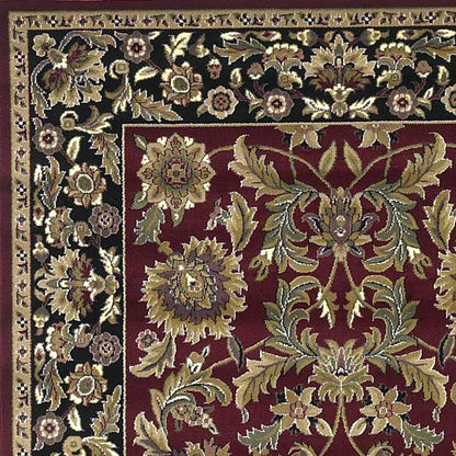 3' X 5' Red And Black Floral Medallion Area Rug