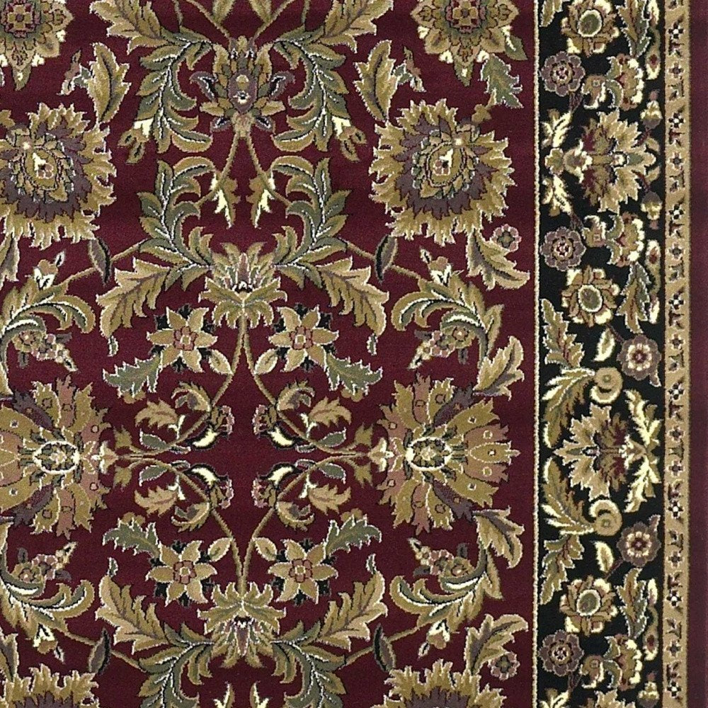 3' X 5' Red And Black Floral Medallion Area Rug