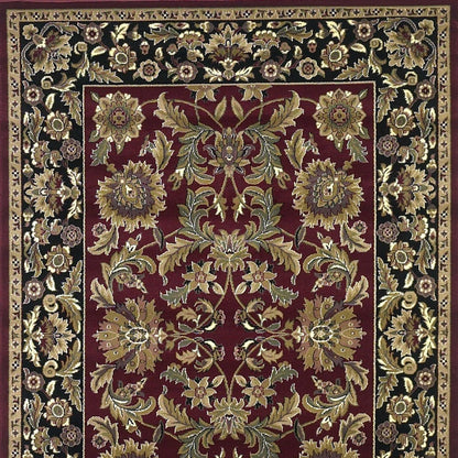 3' X 5' Red Black Machine Woven Floral Traditional Indoor Accent Rug