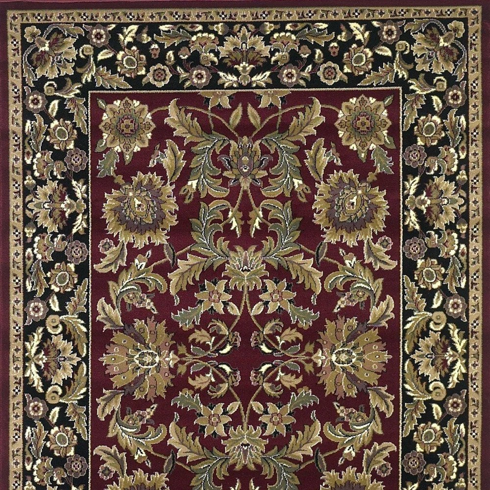 3' X 5' Red And Black Floral Medallion Area Rug