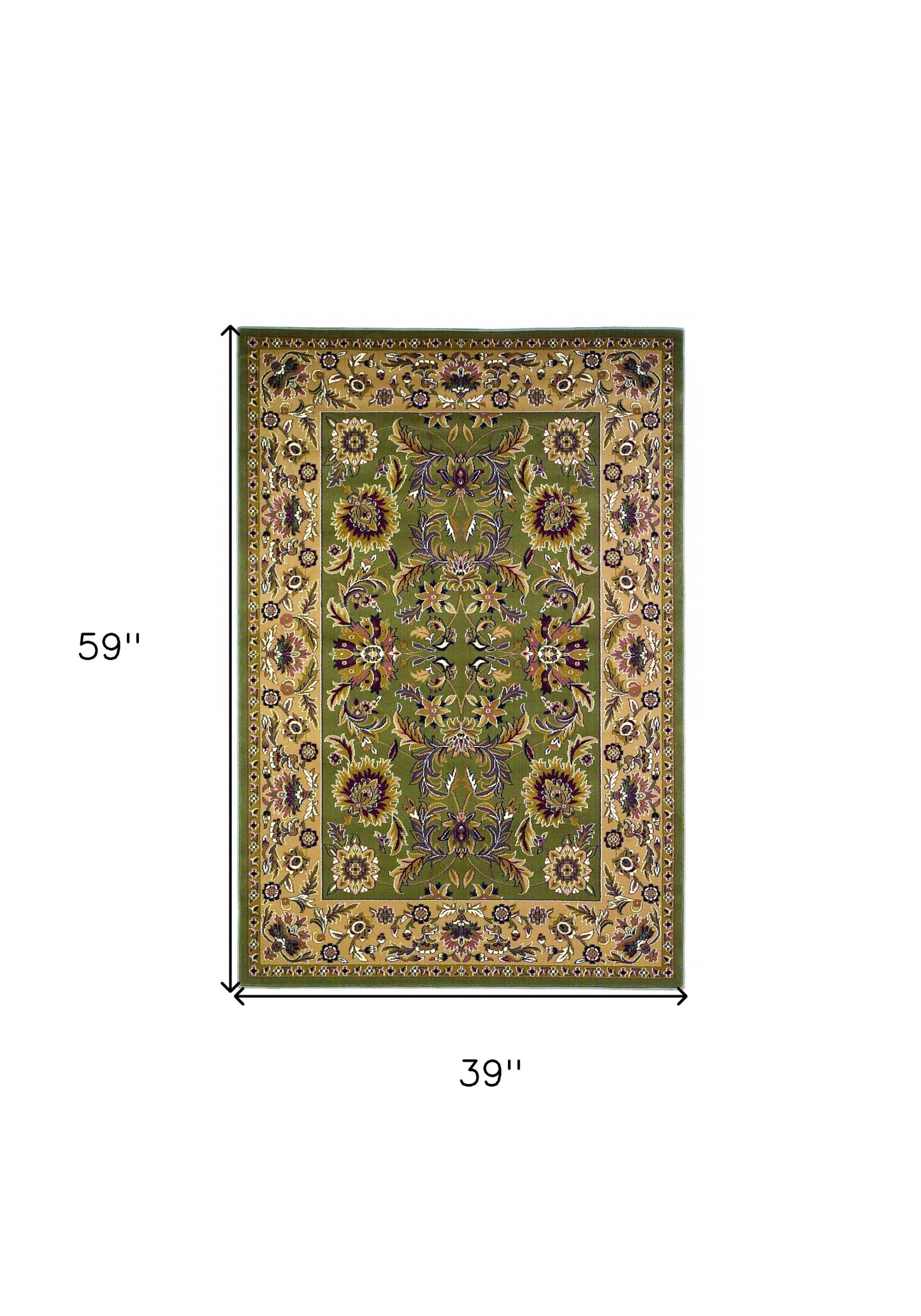 3' X 5' Green Taupe Machine Woven Floral Traditional Indoor Area Rug