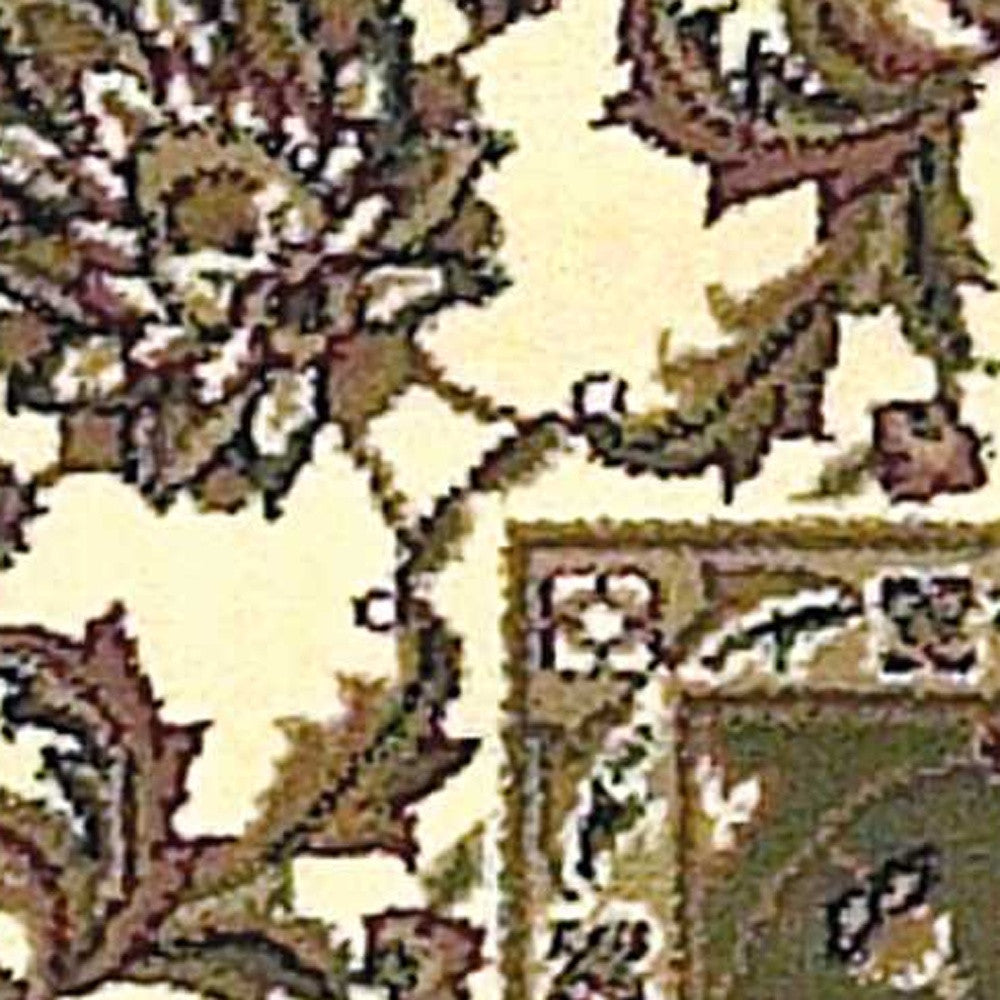 2' X 8' Green Or Ivory Traditional Runner Rug