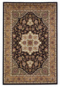 3' X 5' Black And Beige Floral Medallion Area Rug