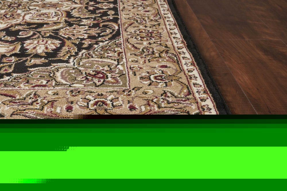 3' X 5' Black And Beige Floral Medallion Area Rug