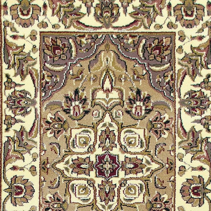 8' Beige And Ivory Floral Runner Rug