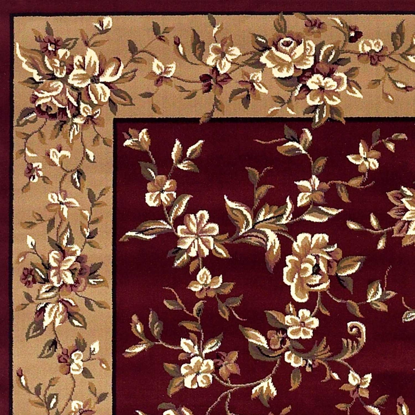 2' X 8' Red Or Beige Floral Runner Rug