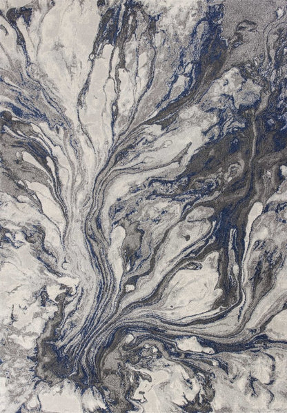 3' X 5' Blue And Gray Abstract Area Rug