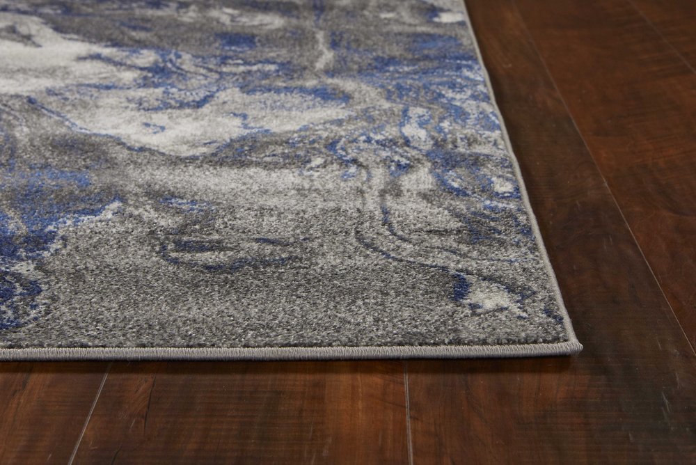 3' X 5' Blue And Gray Abstract Area Rug