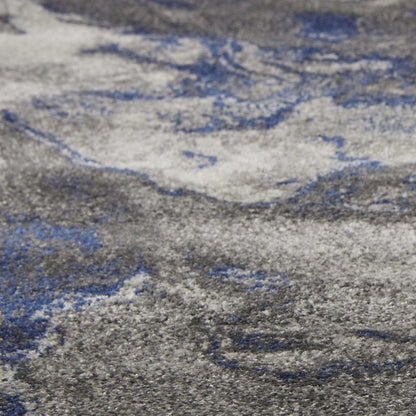3' X 5' Blue And Gray Abstract Area Rug